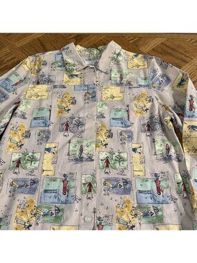 Christopher & Banks Women's  Jacket Whimsical Park Dog Walking Print Size L Y2K